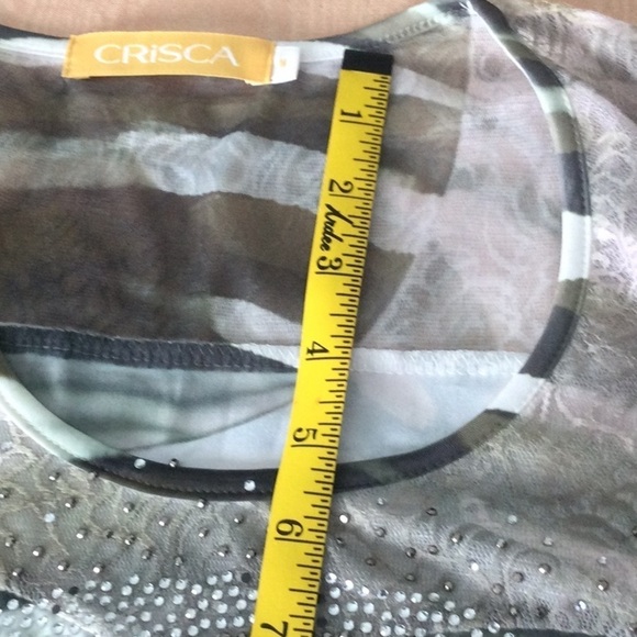 Woman’s Crisca Dress color green white & orange short sleeves Size M #465 - Picture 6 of 8